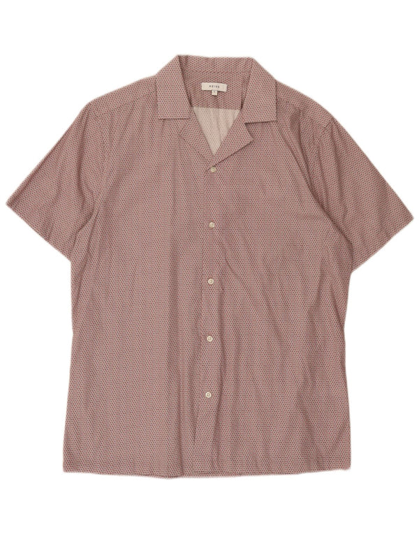 Camisa masculina Reiss manga curta regular fit grande rosa floral algodão moderno