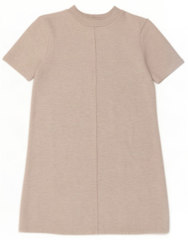 Zara Womens Shift Dress UK 12 Poliéster bege médio