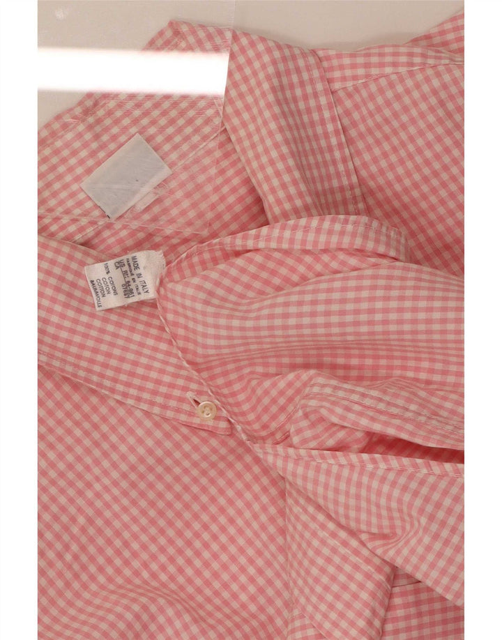 Camisa masculina Benetton grande algodão guingão rosa