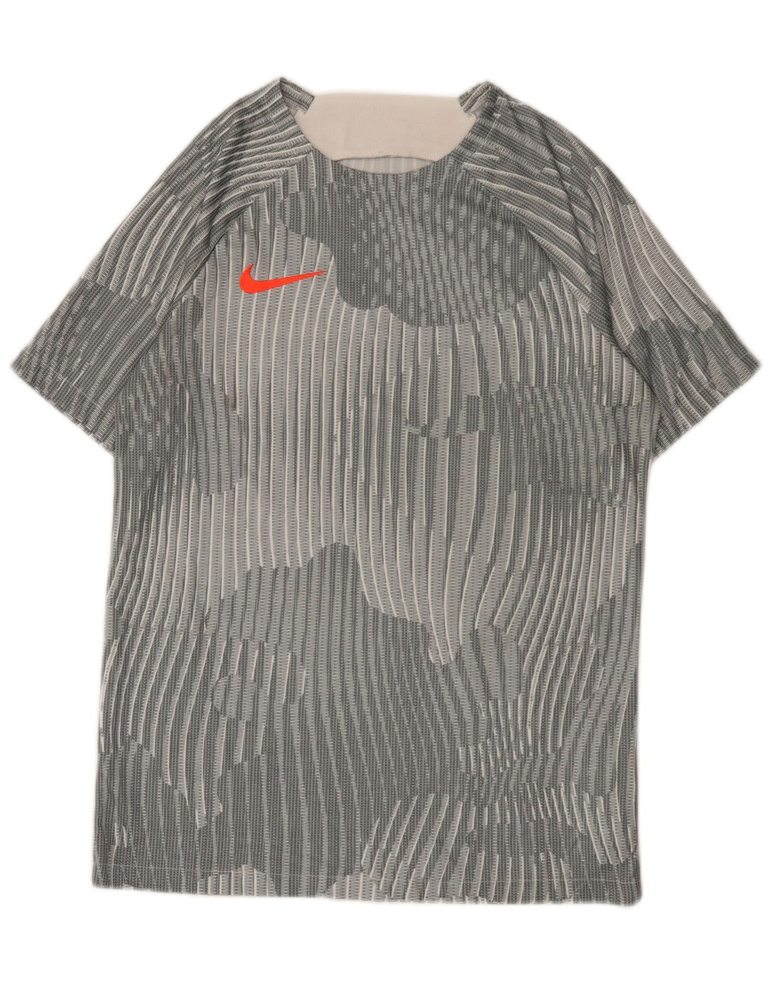 Camiseta Nike masculina Top poliéster listrado cinza médio
