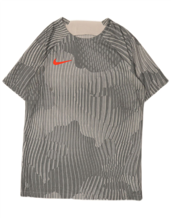 Camiseta Nike masculina Top poliéster listrado cinza médio