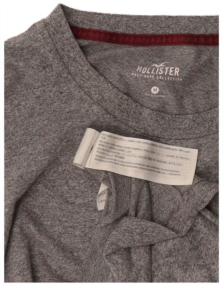 Camiseta masculina Hollister de algodão manchado cinza médio