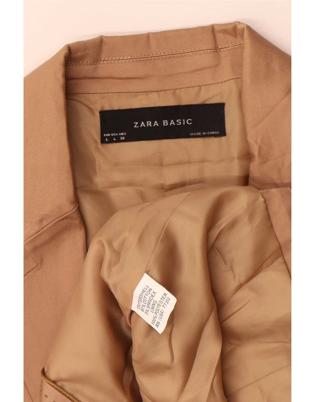 Jaqueta blazer feminina Zara com 2 botões Reino Unido 14 grande algodão bege