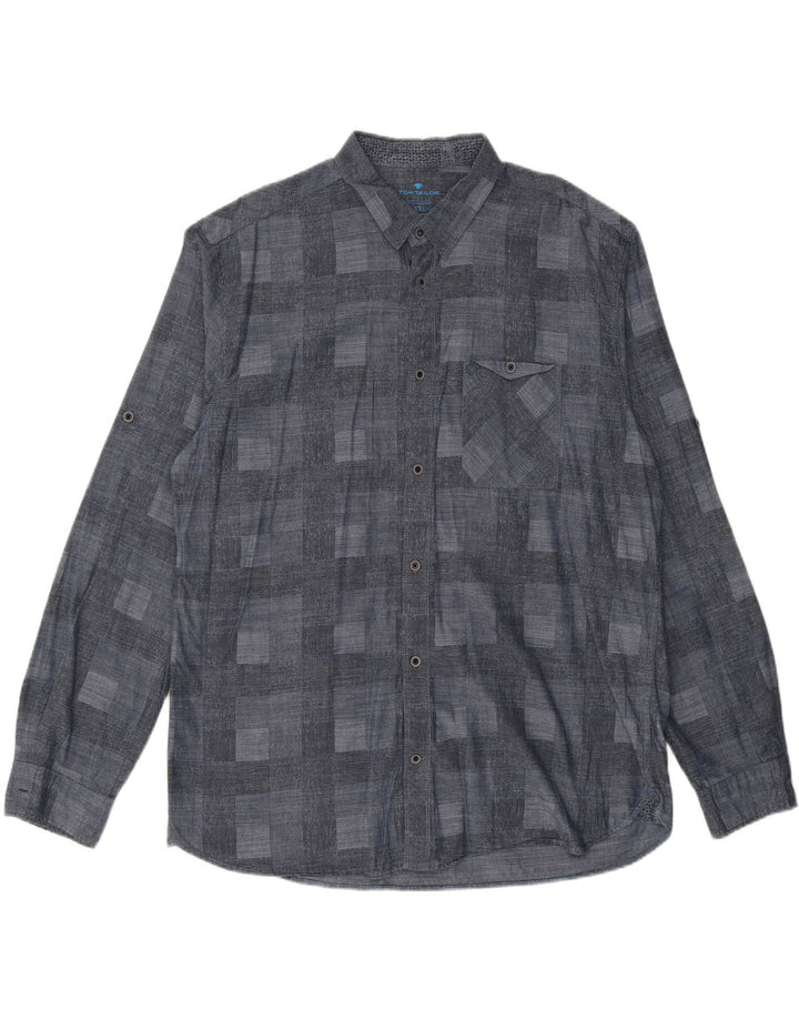 Camisa masculina TOM TAILOR 2XL azul marinho geométrica
