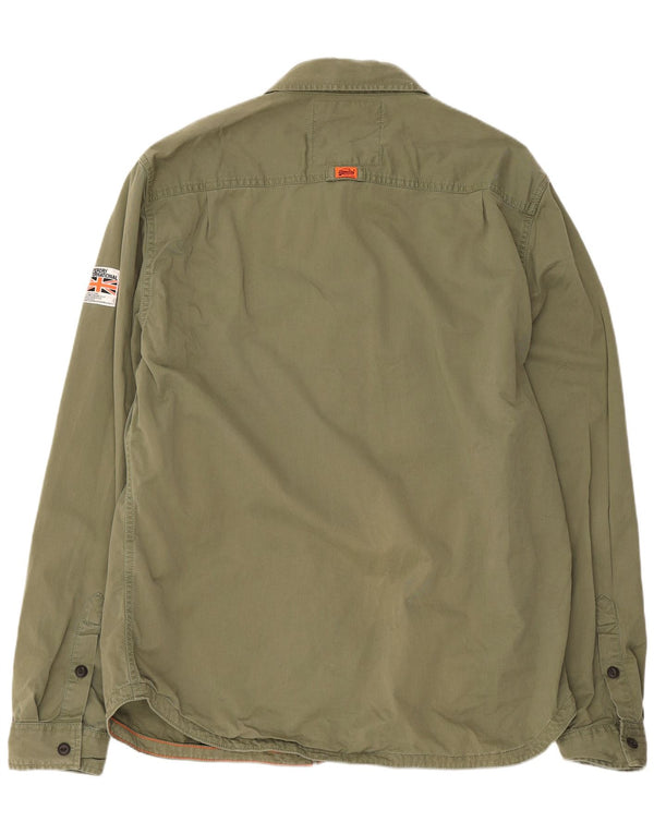 Camisa militar masculina Superdry 2XL algodão cáqui