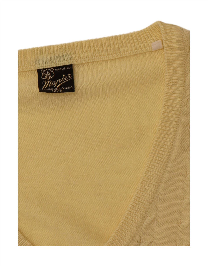 Suéter masculino VINTAGE com decote em V grande amarelo