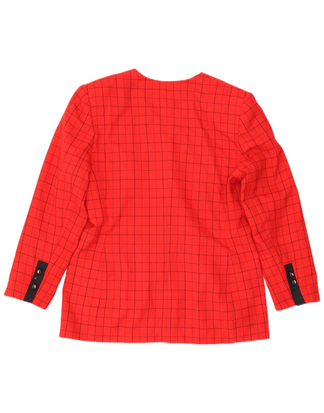 Jaqueta Blazer Feminina Vintage com 4 Botões EUA 12 Grande Poliéster Xadrez Vermelho