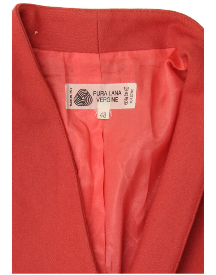 Jaqueta blazer feminina vintage com peito duplo IT 48 XL lã virgem rosa