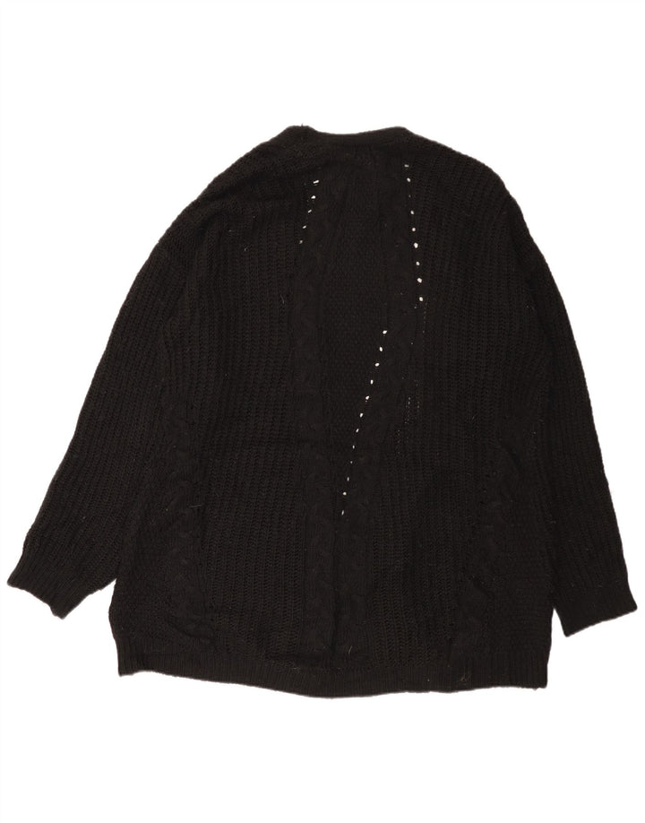 Suéter feminino Lipsy Longline aberto cardigan Reino Unido 12 médio preto