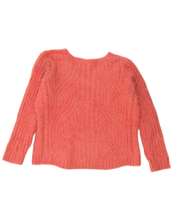 Suéter feminino Marks & Spencer com decote em V UK 18 XL laranja poliéster
