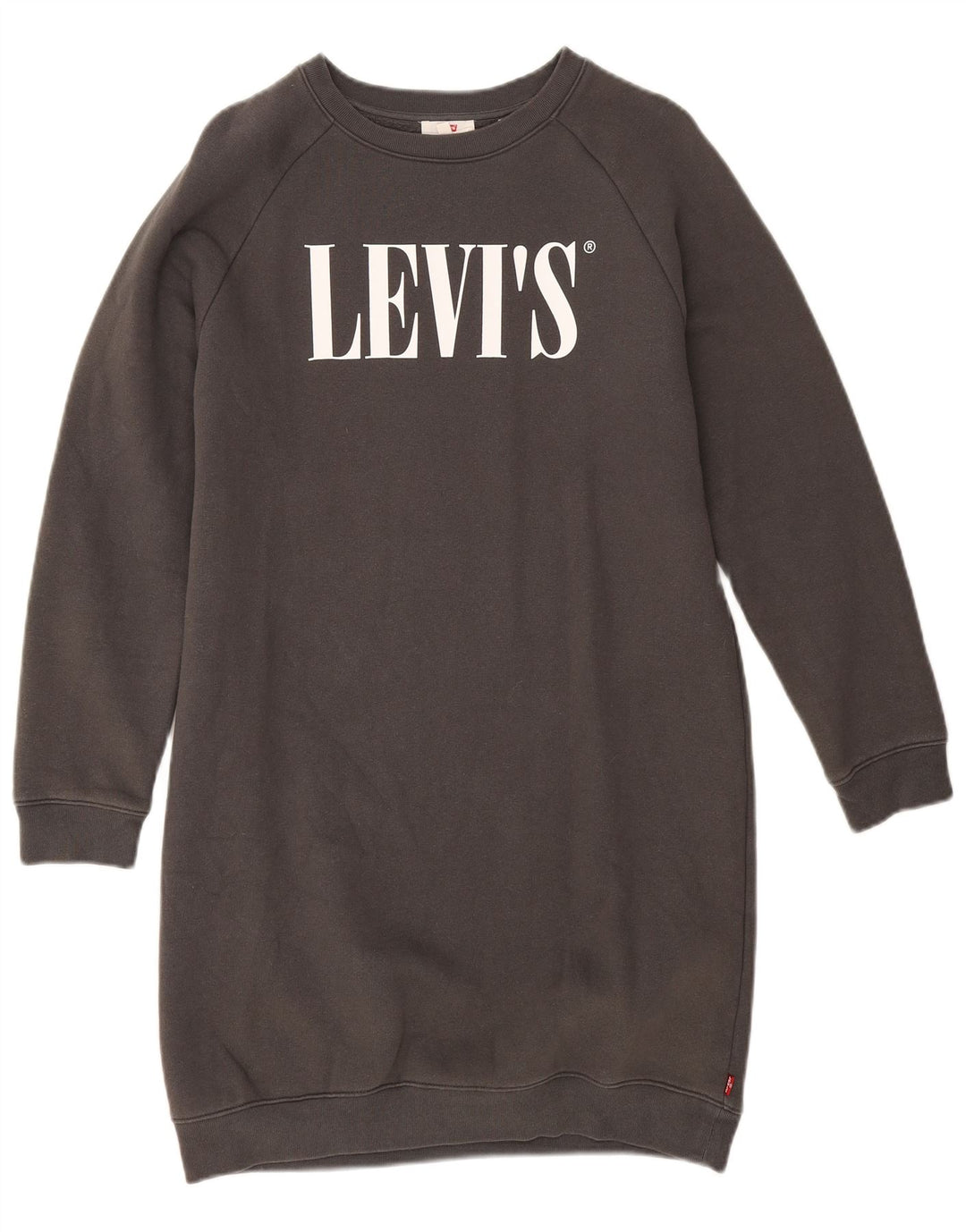 Levi's feminino oversized gráfico moletom jumper vestido Reino Unido 6 XS algodão cinza