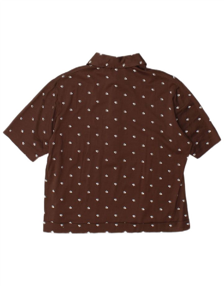 Pulôver feminino VINTAGE de manga curta IT 52 2XL marrom geométrico