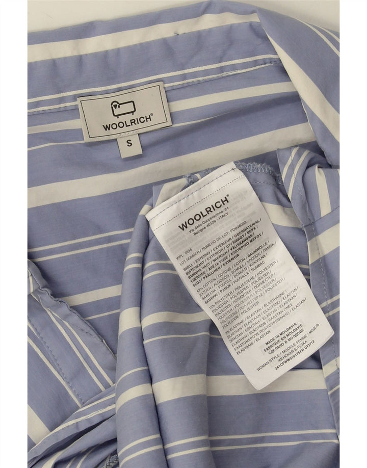 Blusa feminina Woolrich manga 3/4 grande tamanho UK 10 listrada azul pequena