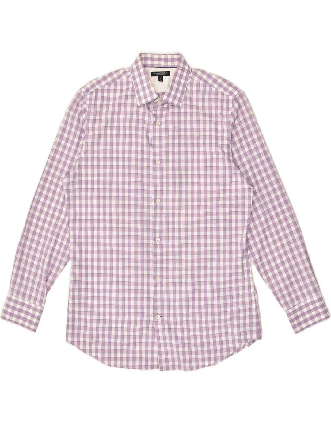 BANANA REPUBLIC Mens Slim Fit Shirt Large Purple Gingham Cotton | Vintage Banana Republic | Thrift | Second-Hand Banana Republic | Used Clothing | Messina Hembry 