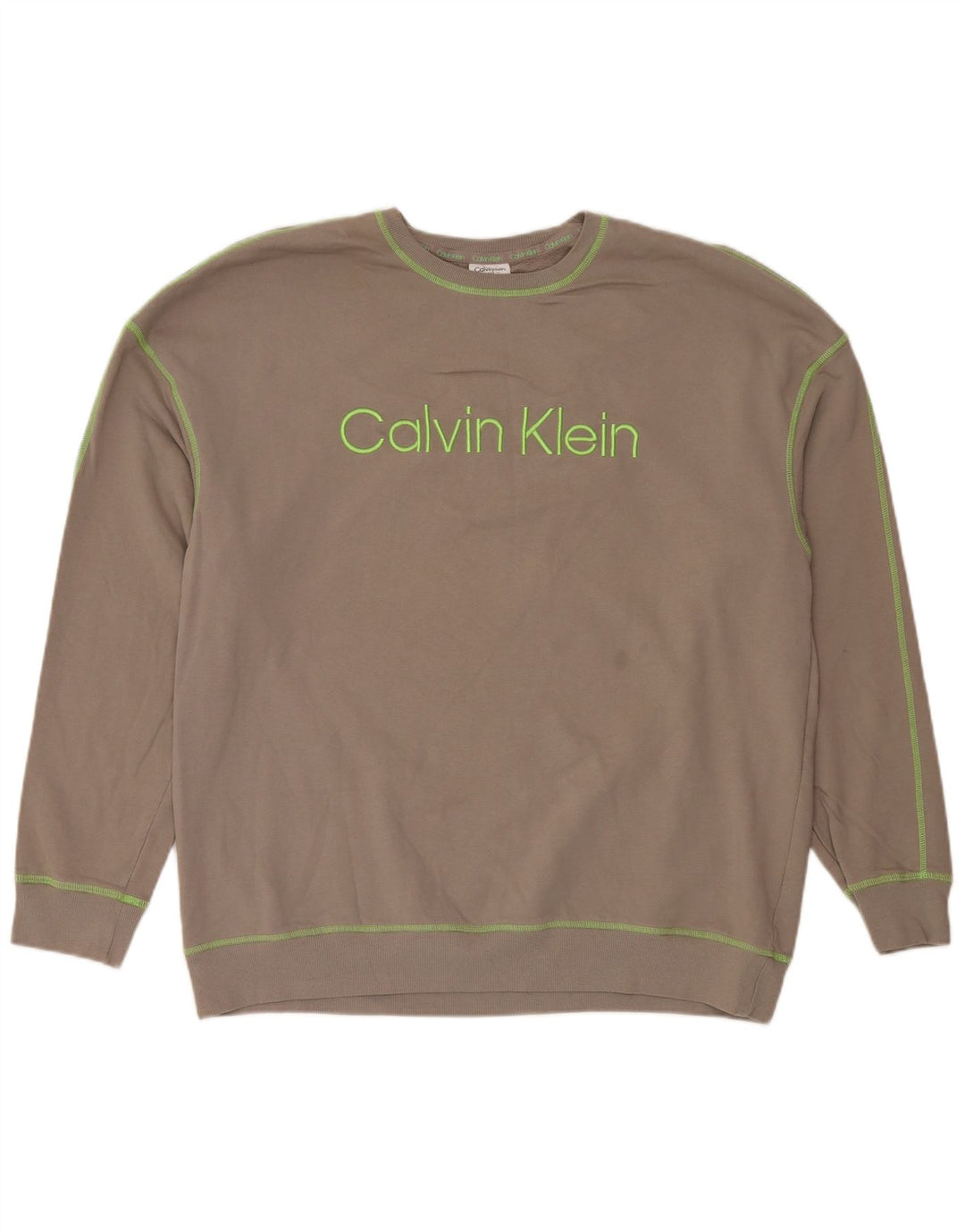 Calvin Klein Camiseta masculina gráfica de manga comprida grande algodão marrom