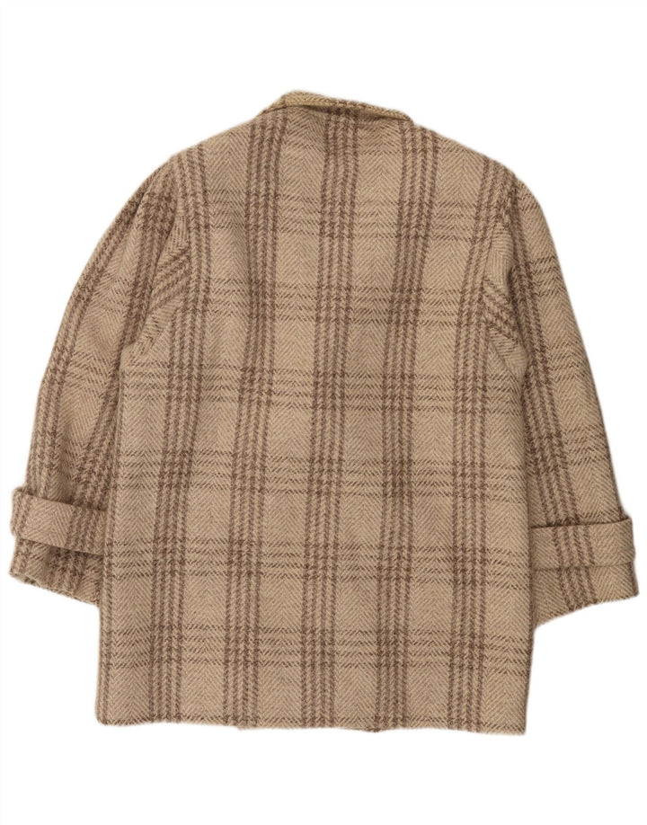 Jaqueta blazer masculina C&A com peito duplo Reino Unido 38 lã houndstooth bege médio