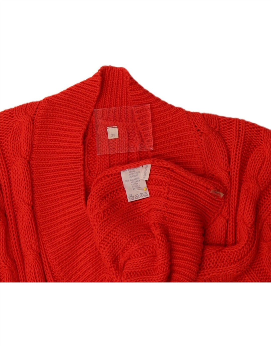 VINTAGE Womens V-Neck Jumper Sweater EU 38 Medium Orange Acrylic Vintage Vintage and Second-Hand Vintage from Messina Hembry 