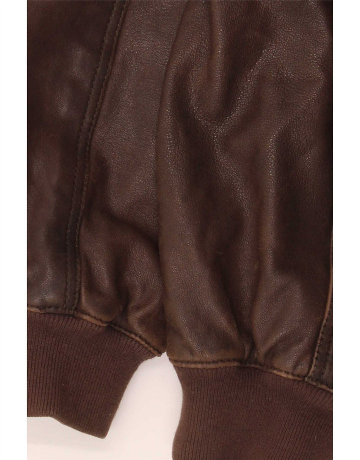 Jaqueta de couro masculina vintage UK 40 grande marrom