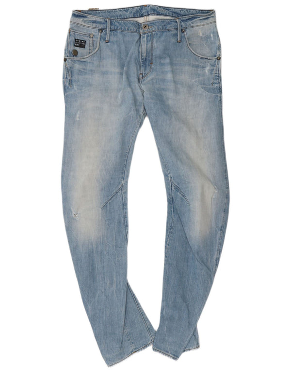 G-Star masculino banana slim jeans desgastado W36 L34 algodão azul