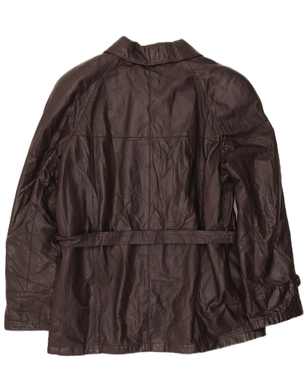 Jaqueta de couro masculina VINTAGE IT 54 2XL couro marrom