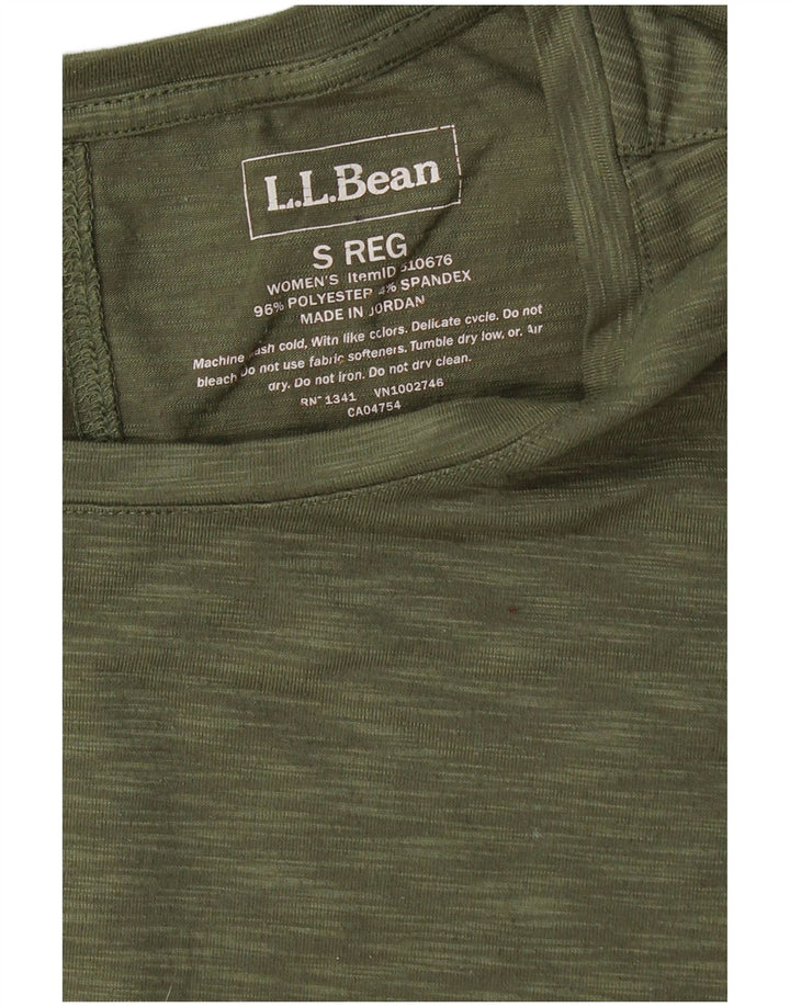 Camiseta feminina L.L.BEAN UK 10 pequena poliéster manchado cáqui