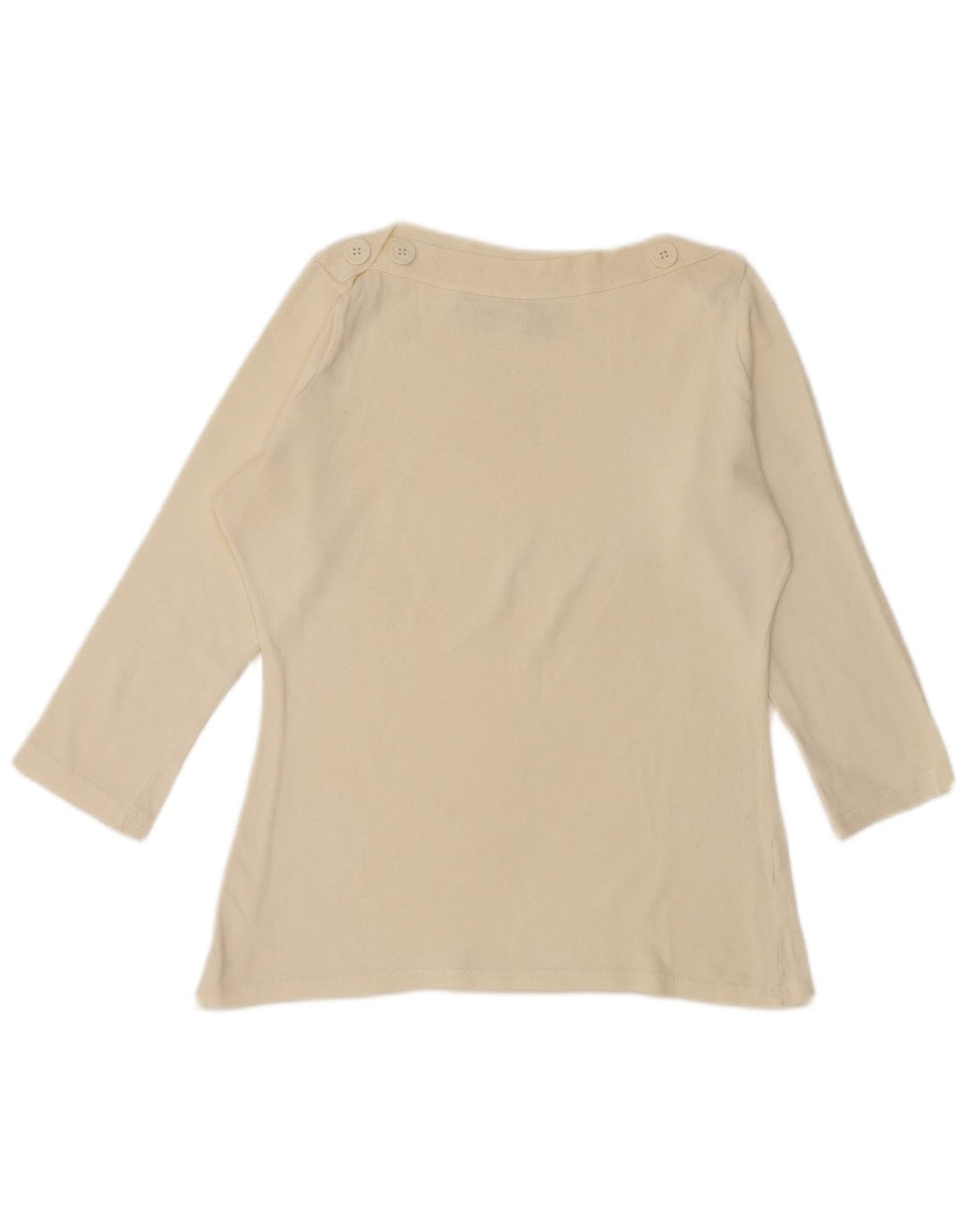 Top feminino Zara manga 3/4 Reino Unido 14 grande algodão branco