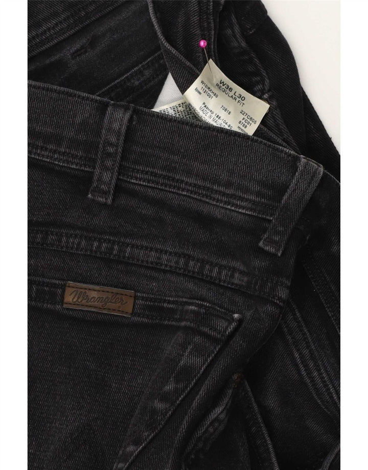 Wrangler Mens Straight Jeans W36 L30 Algodão Preto