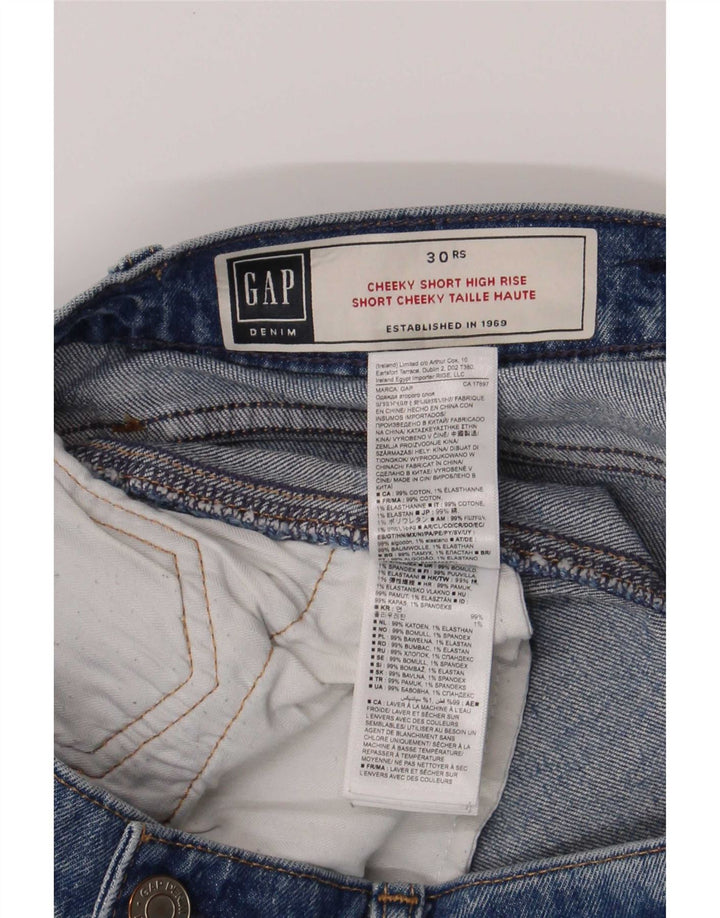 Shorts jeans feminino Gap desgastado W30 algodão azul médio