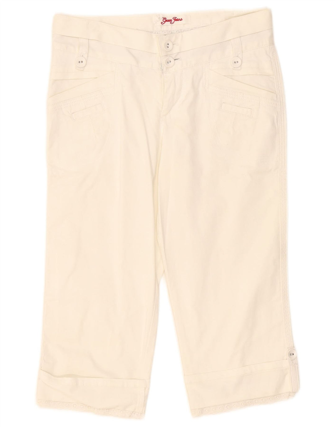Guess Calça Capri Feminina W24 L18 Algodão Branco