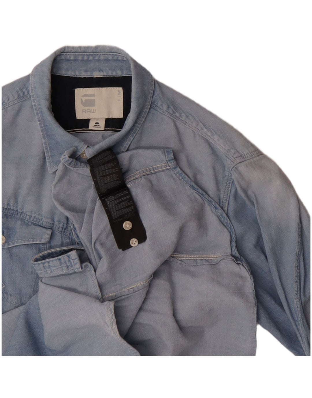 Camisa jeans masculina G-STAR algodão azul médio