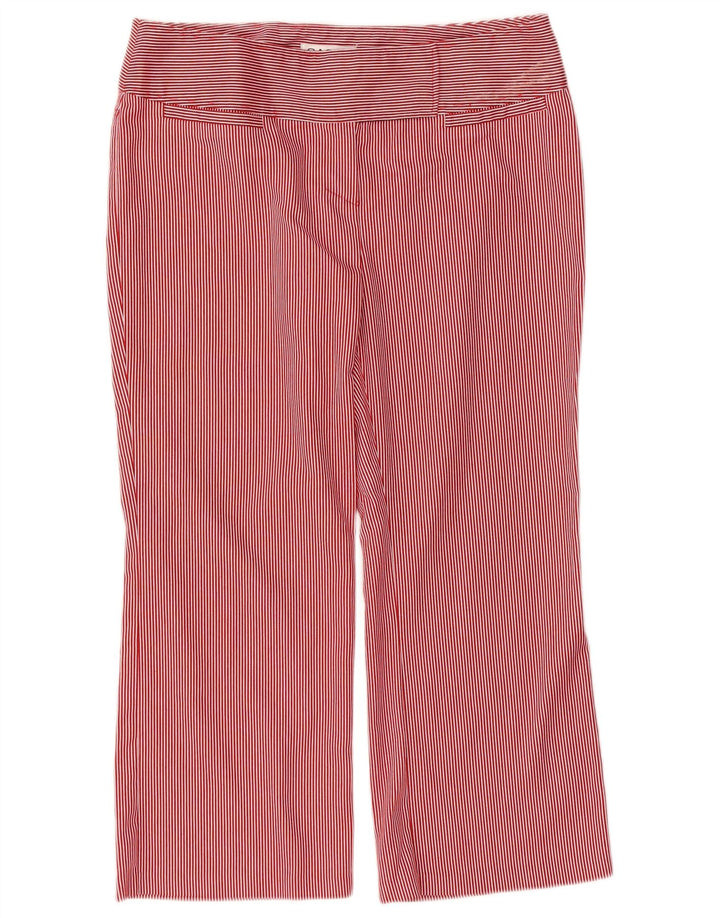 Calça capri feminina reta SASHA US 12 grande W32 L23 risca de giz vermelha