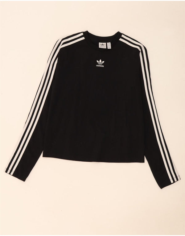 Top feminino Adidas manga comprida UK 20/22 XL algodão preto