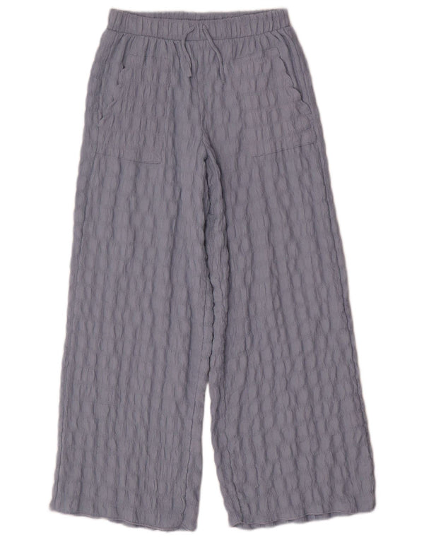 Zara Calças femininas de cintura alta com pernas largas 11-12 anos W28 L26 Azul