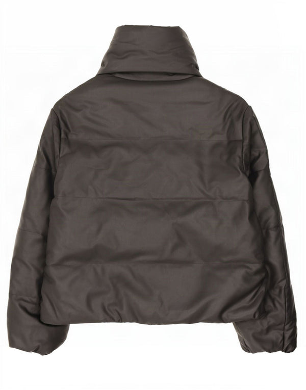 Zara Womens Crop Oversized acolchoado jaqueta UK 6 XS poliéster preto