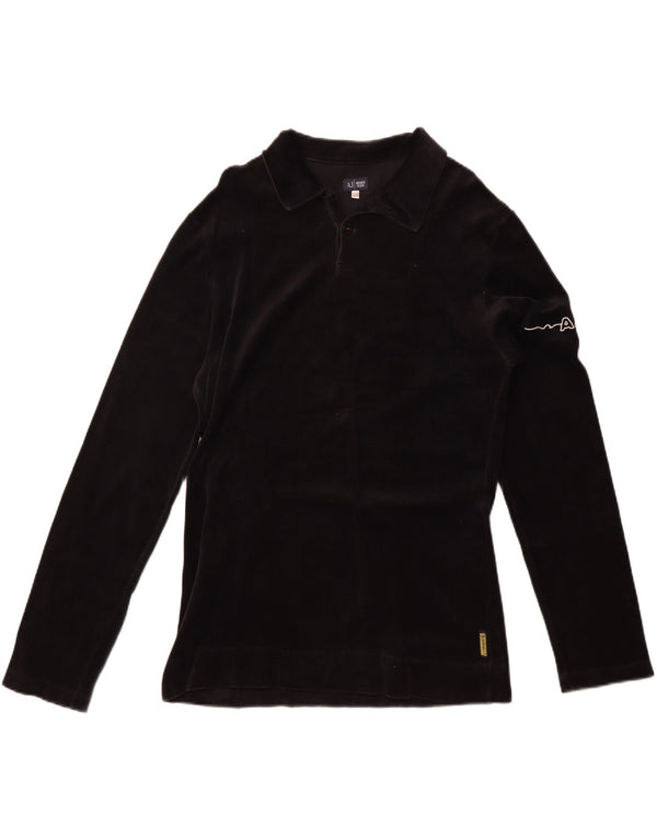 Camisa polo masculina de veludo de manga comprida Armani Jeans XL algodão preto