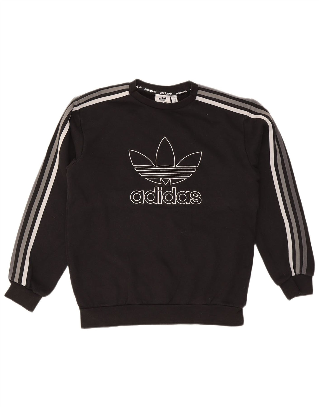 Adidas Mens Graphic Moletom Jumper Pequeno Algodão Preto