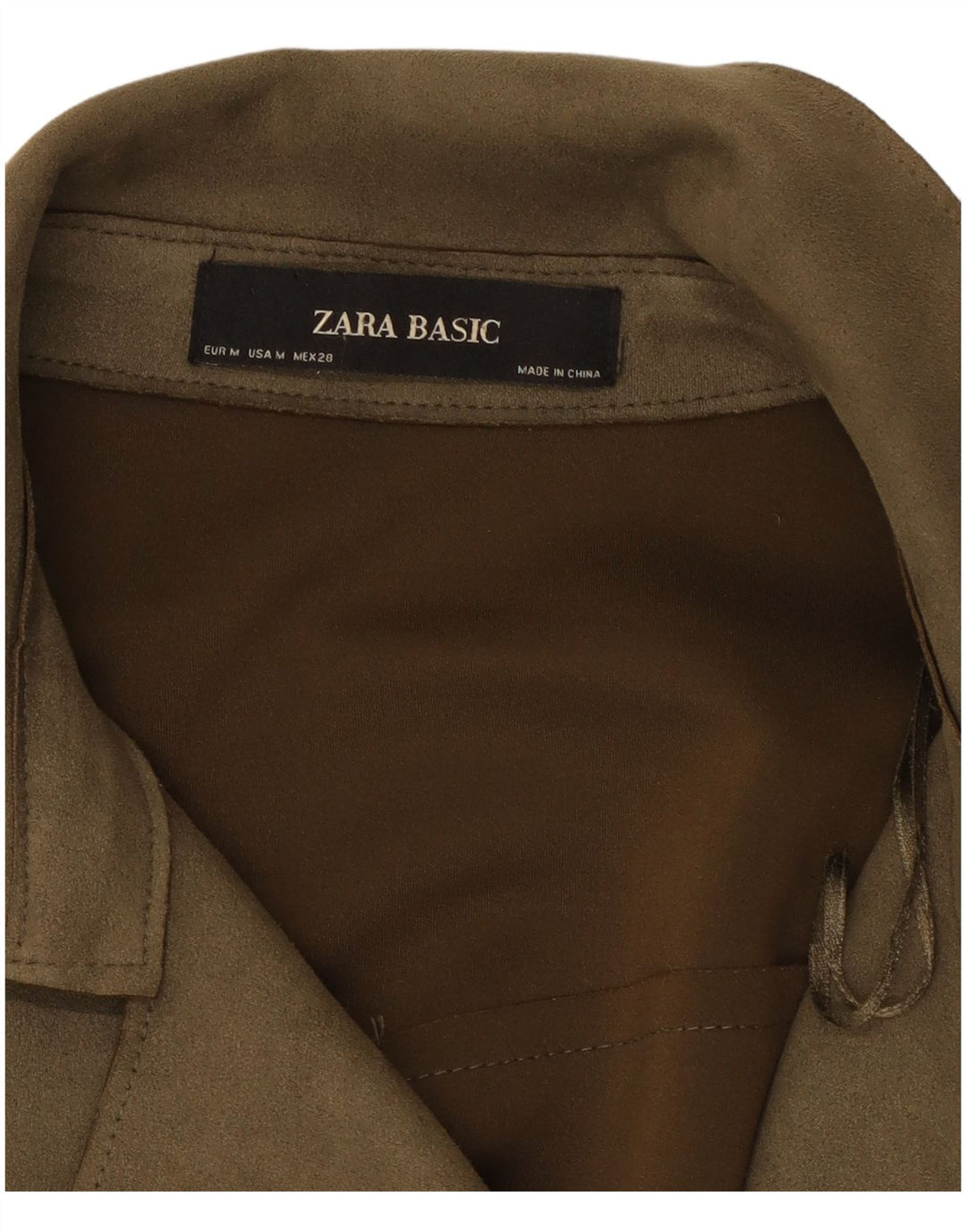ZARA Womens Suede Trench Coat UK 14 Medium Khaki