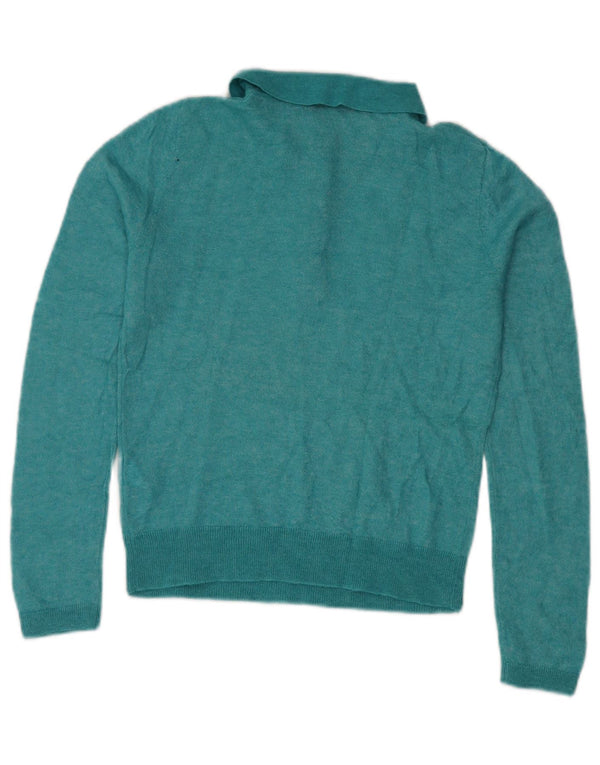 Zara Womens Polo Neck Jumper Sweater UK 10 Small Turquoise Nylon