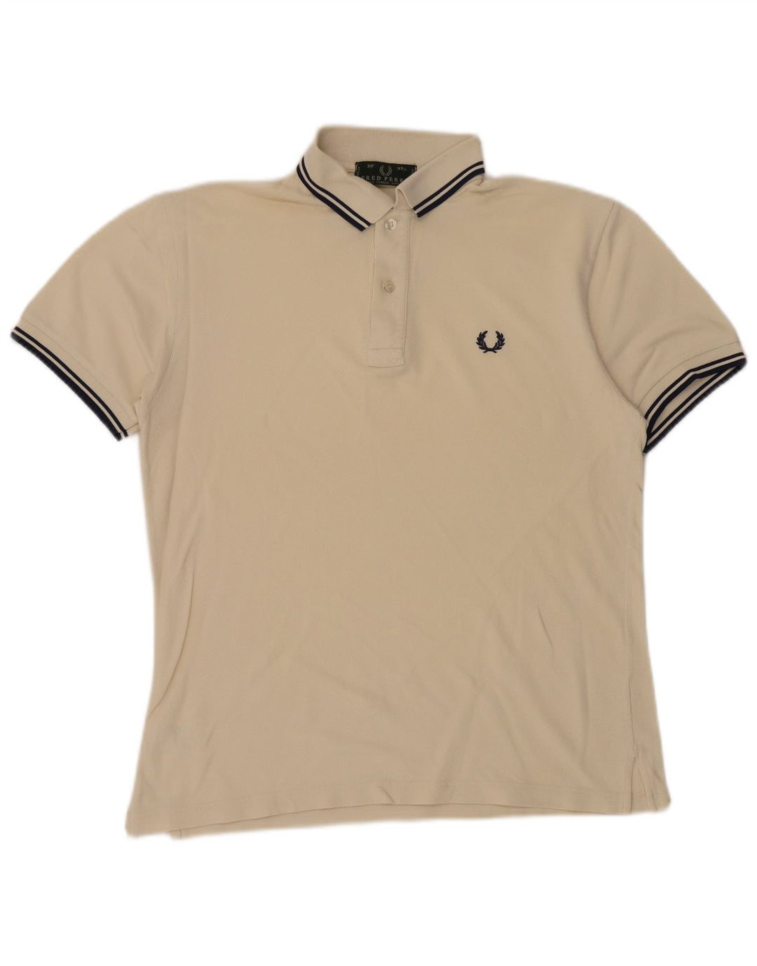 Camisa polo masculina Fred Perry pequena algodão bege