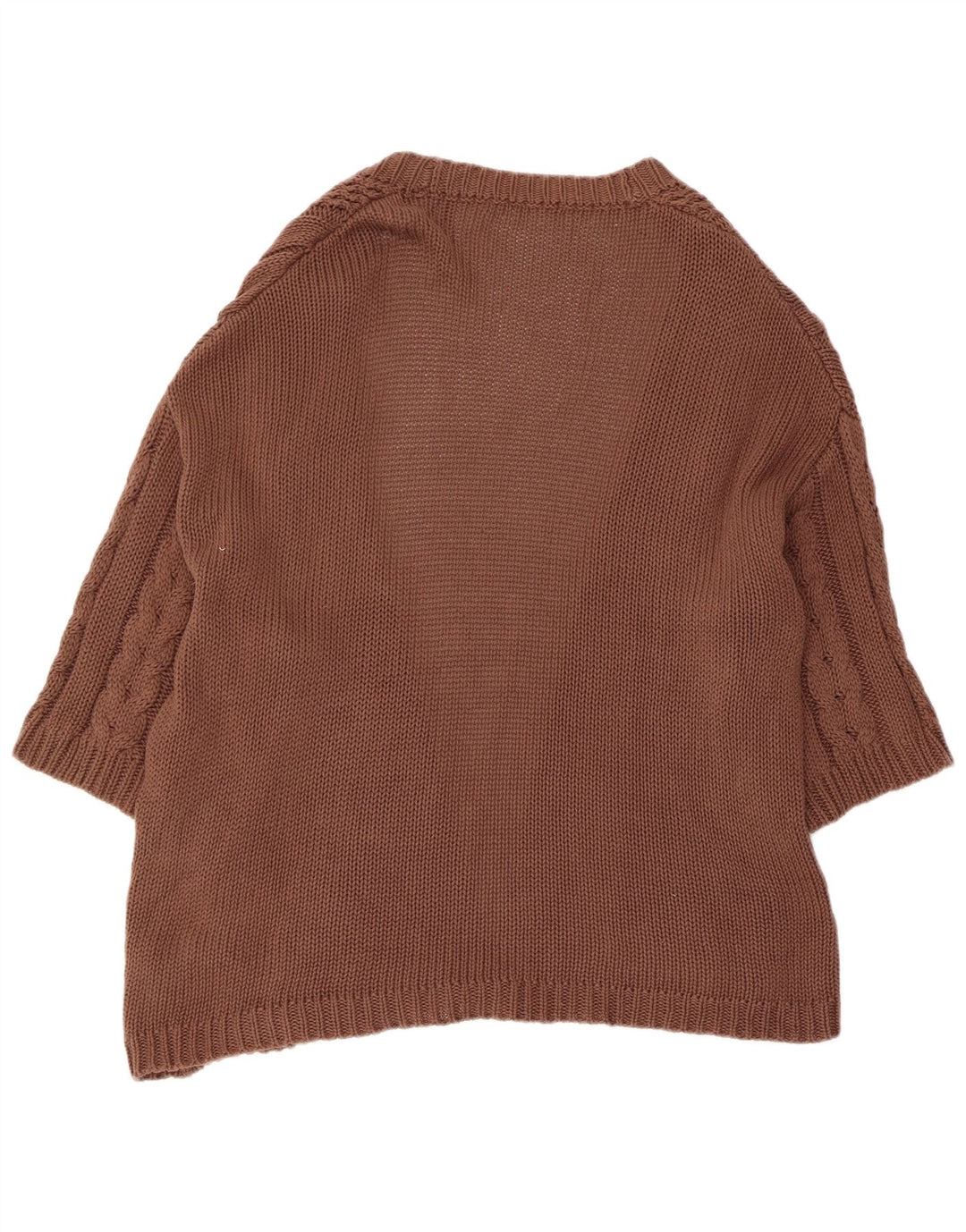 Suéter cardigã feminino Marks & Spencer manga 3/4 Reino Unido 14 marrom médio
