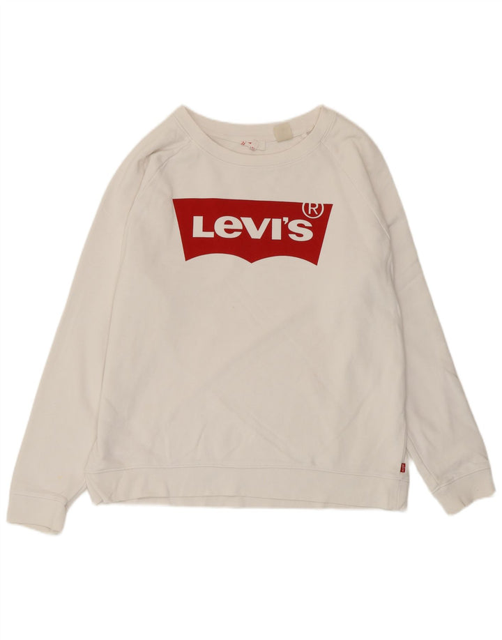 Suéter gráfico feminino Levi's UK 14 médio branco