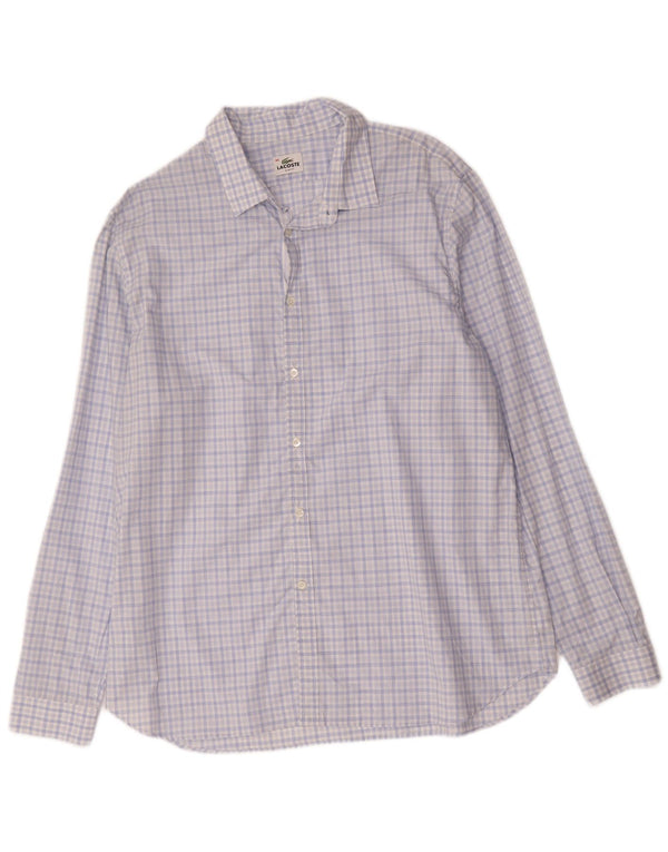 Camisa masculina Lacoste Slim Fit tamanho 46 2XL algodão xadrez azul