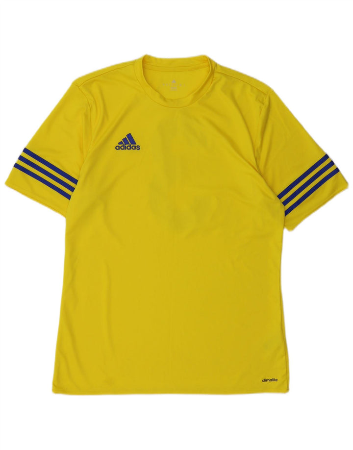 Adidas Mens Climalite Graphic Camiseta Top Médio Poliéster Amarelo