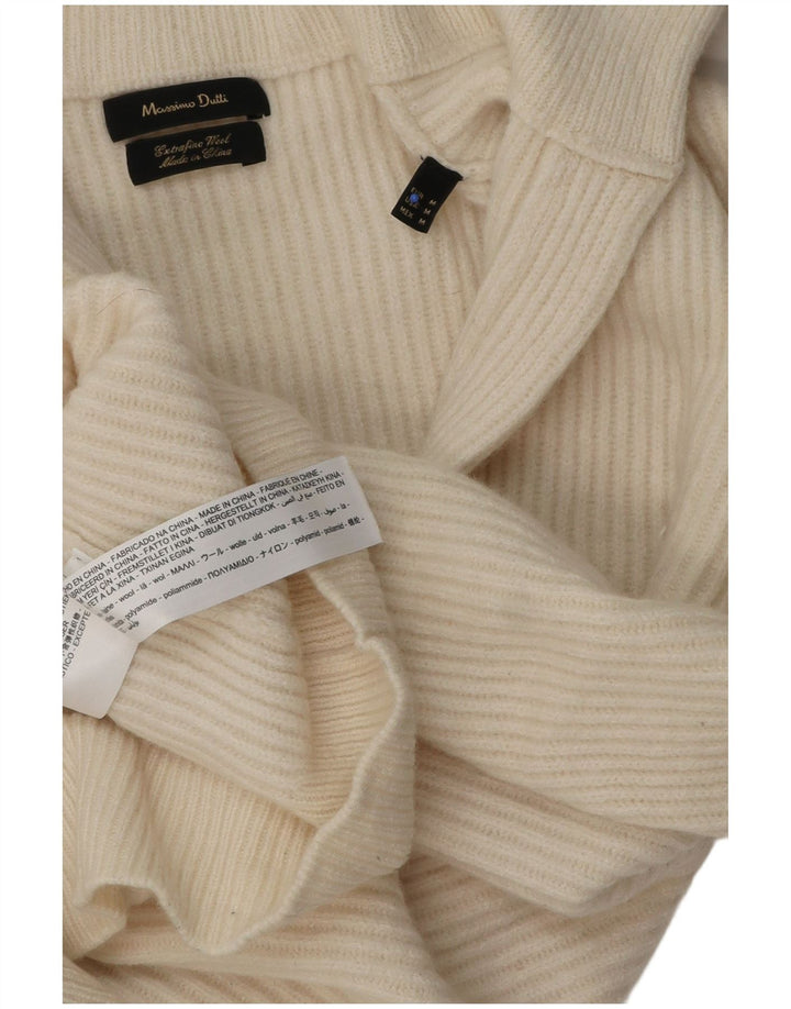 Suéter feminino Massimo Dutti com gola polo, Reino Unido 14, médio, off white, lã