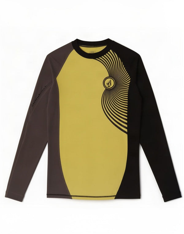 Volcom Mens Top Manga Longa Médio Amarelo Colourblock Nylon