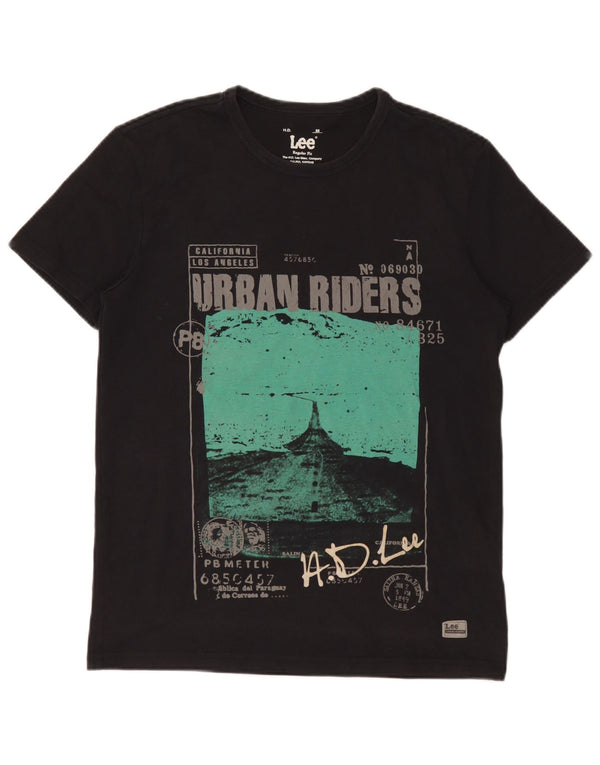 Camiseta masculina Lee Regular Fit gráfica top médio algodão preto