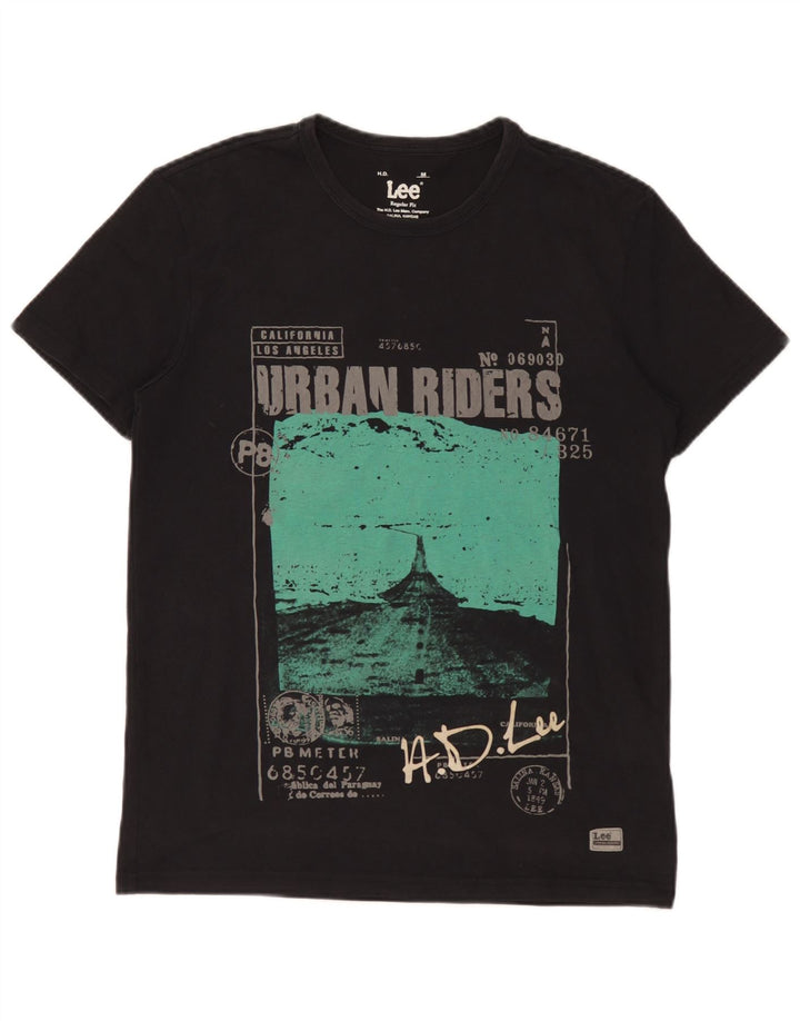 Camiseta masculina Lee Regular Fit gráfica top médio algodão preto