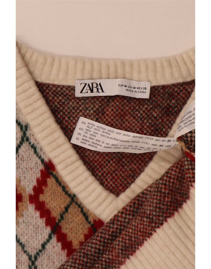 Regata feminina Zara Crop Vest UK 14 Médio Multicolorido Argyle/Diamante