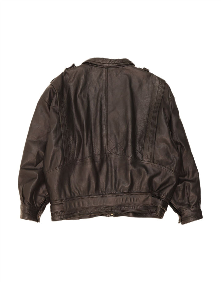 Jaqueta de couro masculina VINTAGE UK 44 2XL couro preto