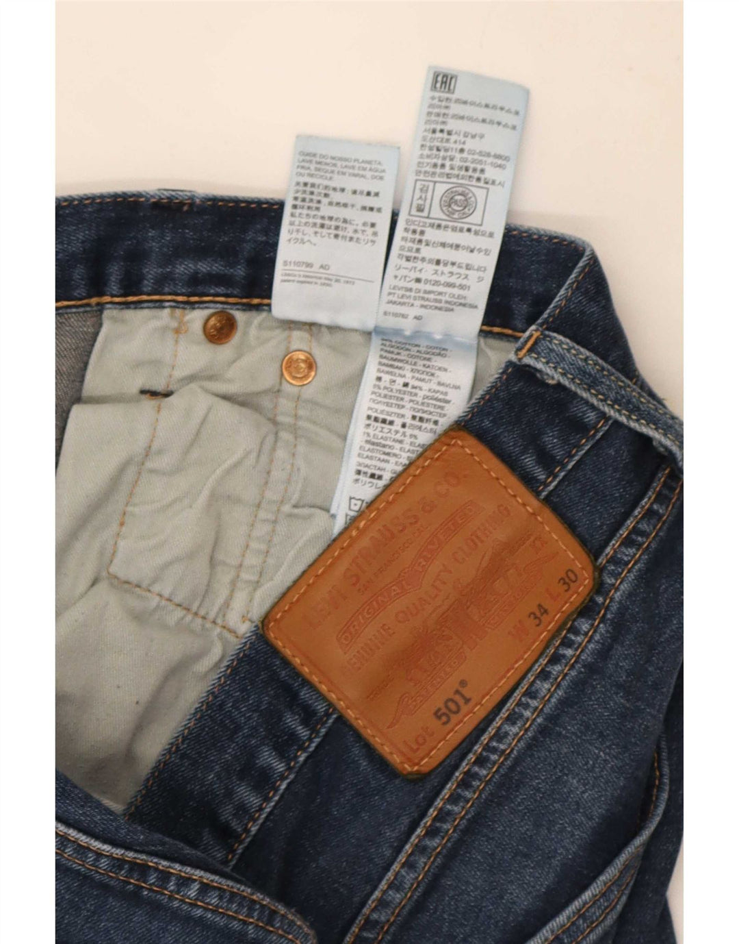 Levi's Masculino 501 Straight Jeans W34 L30 Azul Algodão